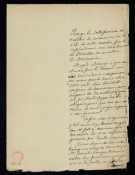 Carta de Juan de la Pezuela al secretario [Manuel Tamayo y Baus] de aceptación y agradecimiento a...