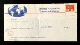 Telegrama de pésame de la Academia Mexicana de la Lengua por el fallecimiento de Julio Casares