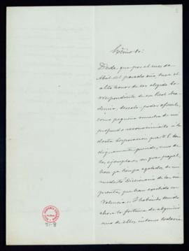 Carta de José Enrique Serrano Morales al director [Antonio Maura] con la que remite un ejemplar d...