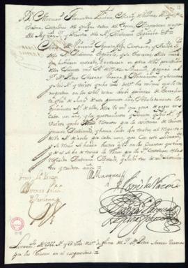 Orden del marqués de Villena de libramiento a favor de Pedro Serrano Varona de 966 reales y 28 ma...
