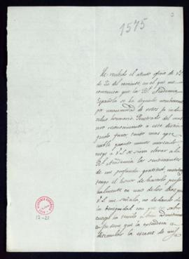 Carta de Juan Pablo Pérez Caballero a Francisco Antonio González en la que agradece a la Academia...