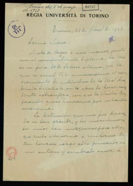 Carta de Lucio Ambruzzi a Julio Casares en la que acusa el recibo de su nombramiento como académi...