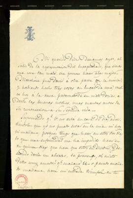 Carta de José Zorrilla a Pedro [Antonio de Alarcón] con referencia a la representación del Encapu...