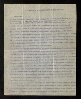Copia del llamamiento a los Españoles firmado por el capitán general Valeriano Weyler y el tenien...