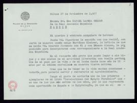 Carta de Esteban Calle Iturrino a Rafael Lapesa en la que le expresa su emoción al haber conocido...