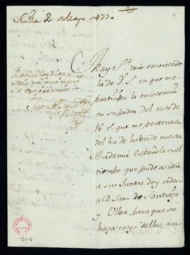 Carta de Martín de Ulloa al marqués de la Regalía en la que le comunica que envía a Juan de Santi...