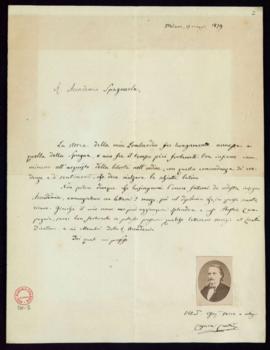 Carta de Cesare Cantù de agradecimiento por su elección como académico honorario