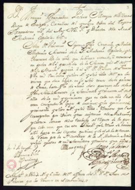Orden del marqués de Villena de libramiento a favor de Juan de Ferreras de 1307 reales y 6 marave...