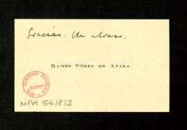 Tarjeta de visita de Ramón Pérez de Ayala