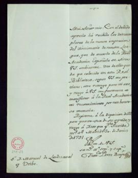 Carta de Francisco Pérez Bayer a Manuel de Lardizábal y Uribe en la que le agradece el envío de l...