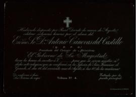 Invitación del gobierno a las honras por el alma de Antonio Cánovas del Castillo