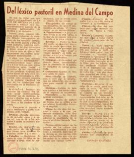 Recorte de prensa del semanario La Voz de Medina con el artículo titulado Del léxico pastoril en ...