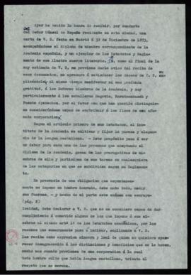 Copia de la transcripción de la carta de Juan María Gutiérrez a Aureliano Fernández-Guerra y Orbe...