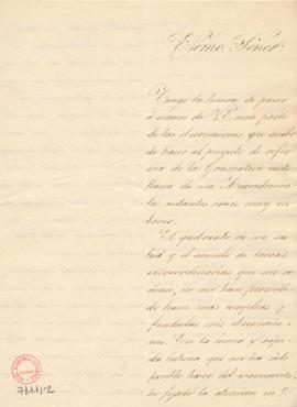 Carta de José de la Revilla al director [Francisco Martínez de la Rosa] con la que remite una par...