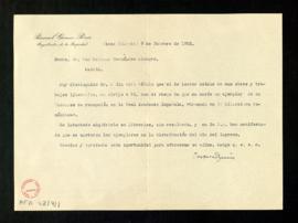 Carta de Pascual Gómez Pérez, registrador de la Propiedad, a Melchor Fernández Almagro en la que ...