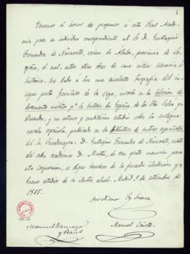 Propuesta de Eustaquio Fernández de Navarrete como académico correspondiente