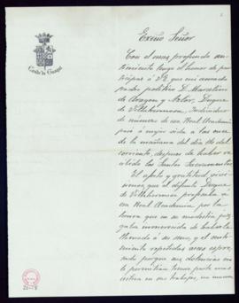 Carta del conde de Guaqui al director [conde de Cheste] en la que comunica el fallecimiento de su...