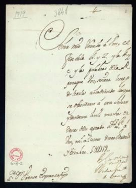 Carta de Andrés González de Barcia a Vincencio Squarzafigo con la que acompaña el fin de las comb...