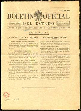 Boletín Oficial del Estado de 11 de abril de 1939