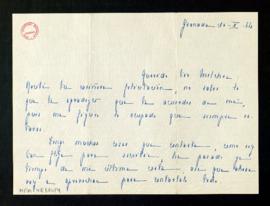 Carta de Pilar [Azpitarte] a Melchor Fernández Almagro en la que le dice que se siente más vieja ...