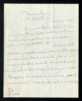 Carta de Jorge Guillén a Melchor Fernández Almagro en la que le dice que Emilio y Carmen Gómez Or...