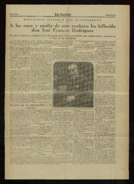 Páginas 13 y 14 del diario La Nación de 13 de julio de 1931, con la noticia del fallecimiento de ...