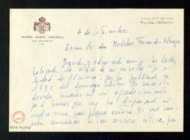 Carta de Salvador García de Pruneda a Melchor Fernández Almagro en la que le expresa su agradecim...