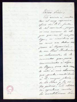 Carta de Francisco Asenjo Barbieri al conde de Cheste, director de la Academia, en la que le comu...