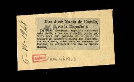 Recorte del diario Ya con la noticia titulada Don José María de Cossío, en la Española