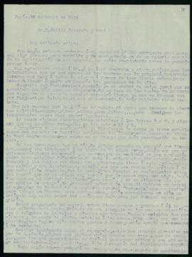 Carta de Miguel de Toro y Gisbert a Emilio Cotarelo en la que le agradece, a él y a Bolívar, las ...