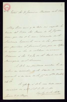 Carta de Carlos de la Sota a Francisco Martínez de la Rosa en la que le manifiesta el deseo de la...