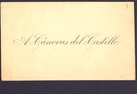 Tarjeta de visita de Antonio Cánovas del Castillo