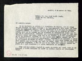 Copia sin firma de la carta de Julio Casares a José María Pemán en la que le pregunta si podría r...