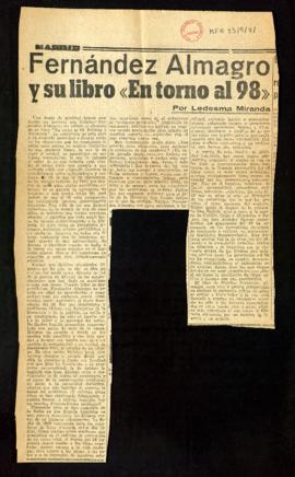 Fernández Almagro y su libro En torno al 98, por Ledesma Miranda