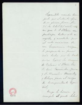 Carta de Amós de Escalante a Manuel Tamayo y Baus, secretario, en la que expresa su agradecimient...