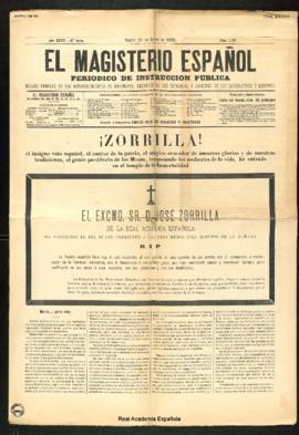 Ejemplar del Magisterio Español, periódico de instrucción pública, de 25 de enero de 1893
