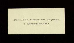 Tarjeta de visita de Fernanda Gómez de Baquero y López-Hermosa