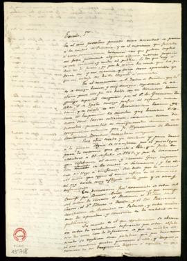 Minuta de la carta de Manuel de Lardizábal y Uribe sobre el hallazgo en el Archivo del Monasterio...