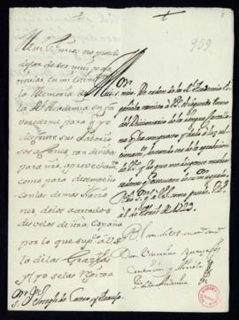 Carta de Vincencio Squarzafigo a José de Castro y Araújo con la que le remite el segundo tomo del...