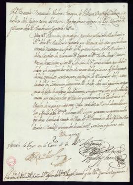 Orden del marqués de Villena de libramiento a favor de José Casani de 1307 reales y 6 maravedís d...