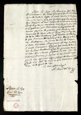 Carta de Francisco del Hoyo, bibliotecario del Real Convento de San Francisco de Madrid, a Lope H...