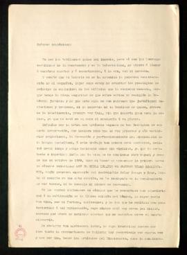 Carta de Manuel de Saralegui y Medina a los académicos en la que expone sus méritos para ocupar u...