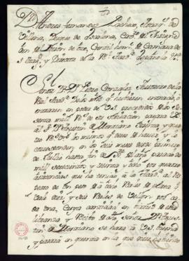 Orden del marqués de Villena del libramiento a favor de Agustín de Montiano de 64 reales de velló...