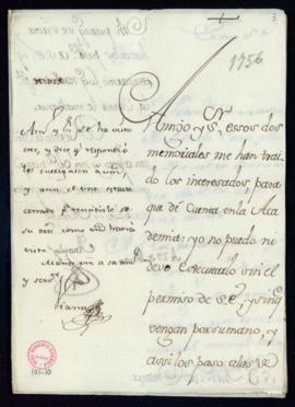 Carta de Francisco Antonio de Angulo a Francisco de Viana en la que le indica que no puede dar cu...