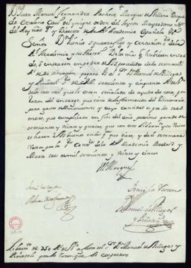 Orden del marqués de Villena de libramiento a favor de Manuel de Villegas y Piñateli de 750 reale...