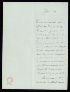 Carta del marqués de Pidal [Luis Pidal y Mon] al secretario, Manuel Tamayo y Baus, de agradecimie...