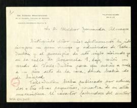 Carta de [José] Verdes Montenegro a Melchor Fernández Almagro en la que le confirma que fue él qu...