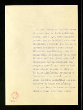 Copia sin firma del oficio del secretario [Julio Casares] a Salvador de Madariaga de traslado del...