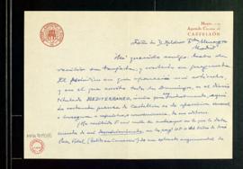 Carta de Carlos González-Espresati a Melchor Fernández Almagro en la que le dice que escribe en e...