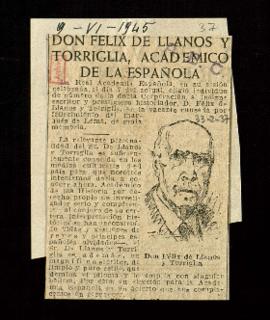 Don Félix de Llanos y Torriglia, académico de la Española
